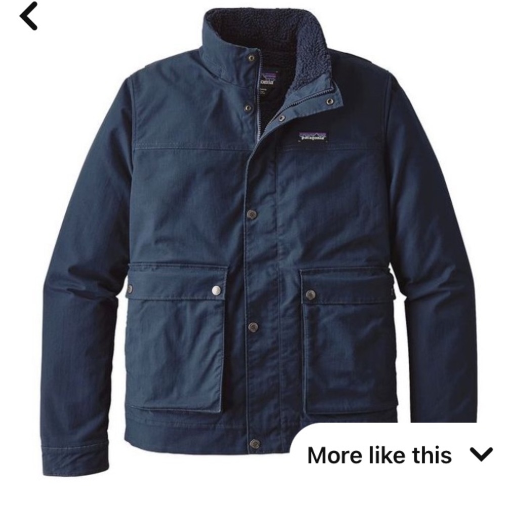 Patagonia Maple Grove Deck Fleece-Lined Jacket Organic Cotton Work Wear Blue L